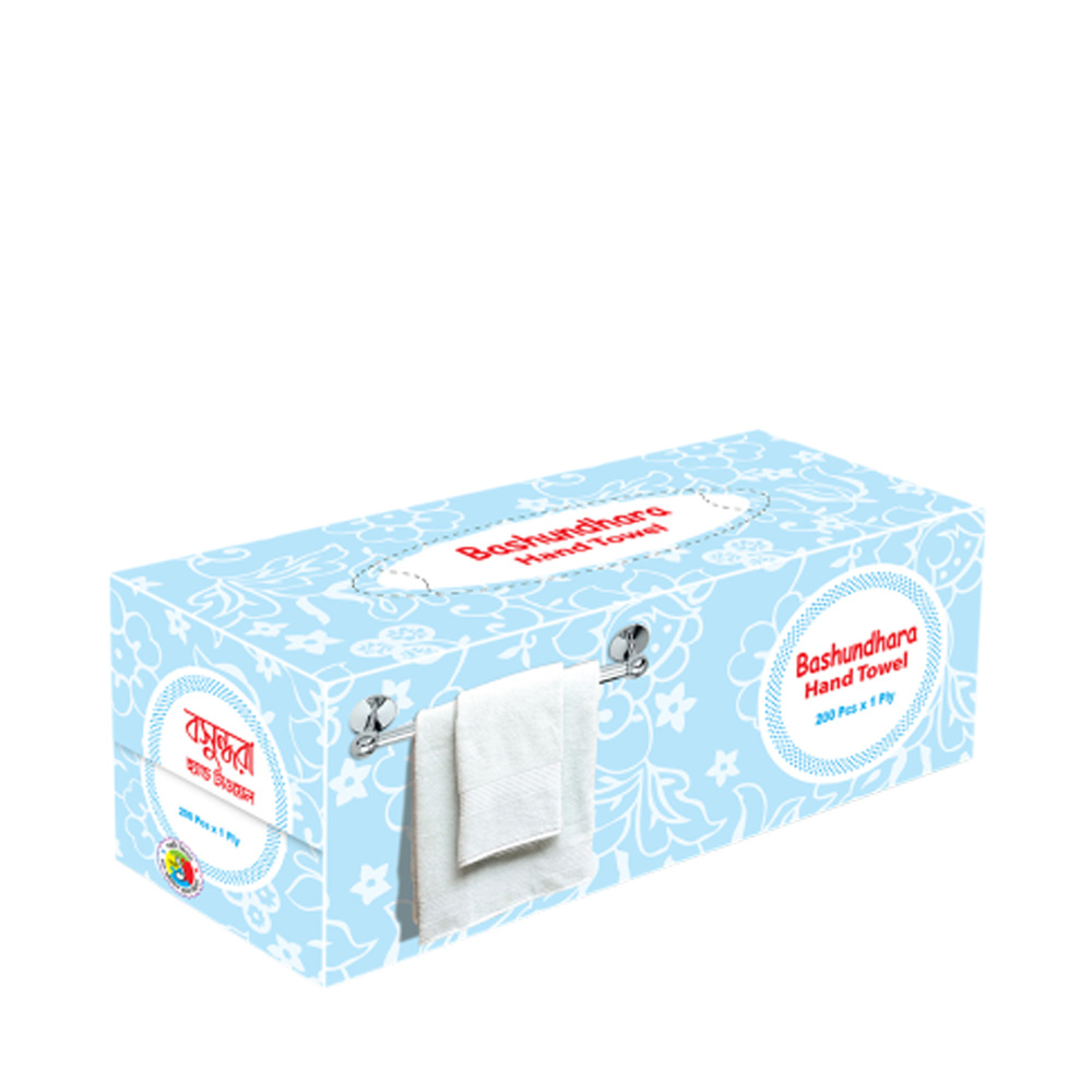 Bashundhara Hand Towel White (200 X 1) ply Box