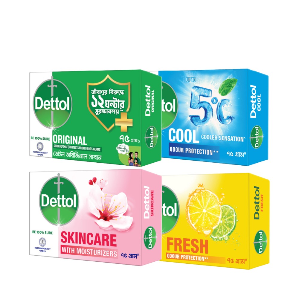 Dettol Bathing Soap (Original, Skincare, Cool & Fresh) 75 gm