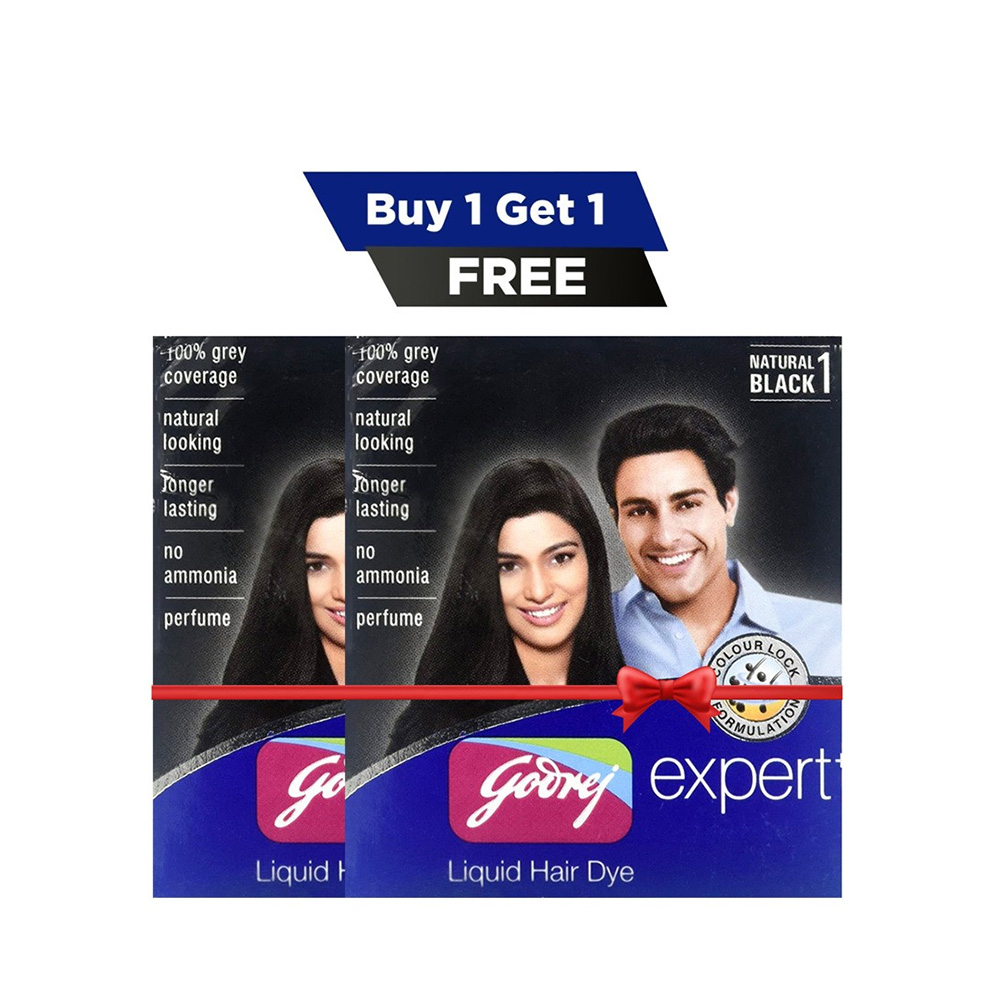 Godrej Permanent Liquid Hair Dye Black (Buy 1 Get 1 Free)