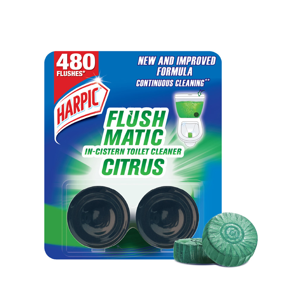 Harpic Flushmatic Citrus In-Cistern Toilet Cleaner Blocks 50 gm