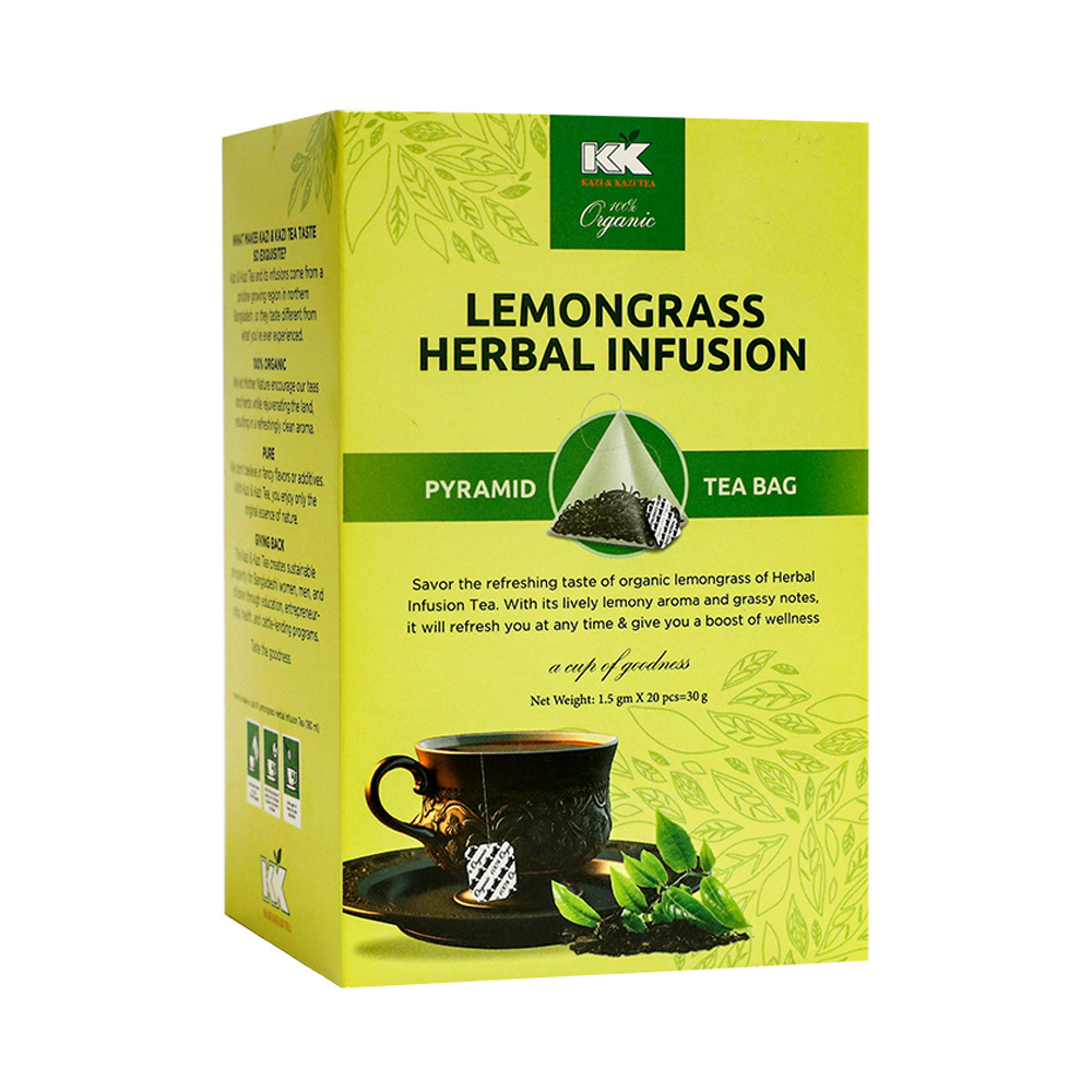Kazi & Kazi Organic Lemongrass Pyramid Herbal Infusion Tea 20 pcs