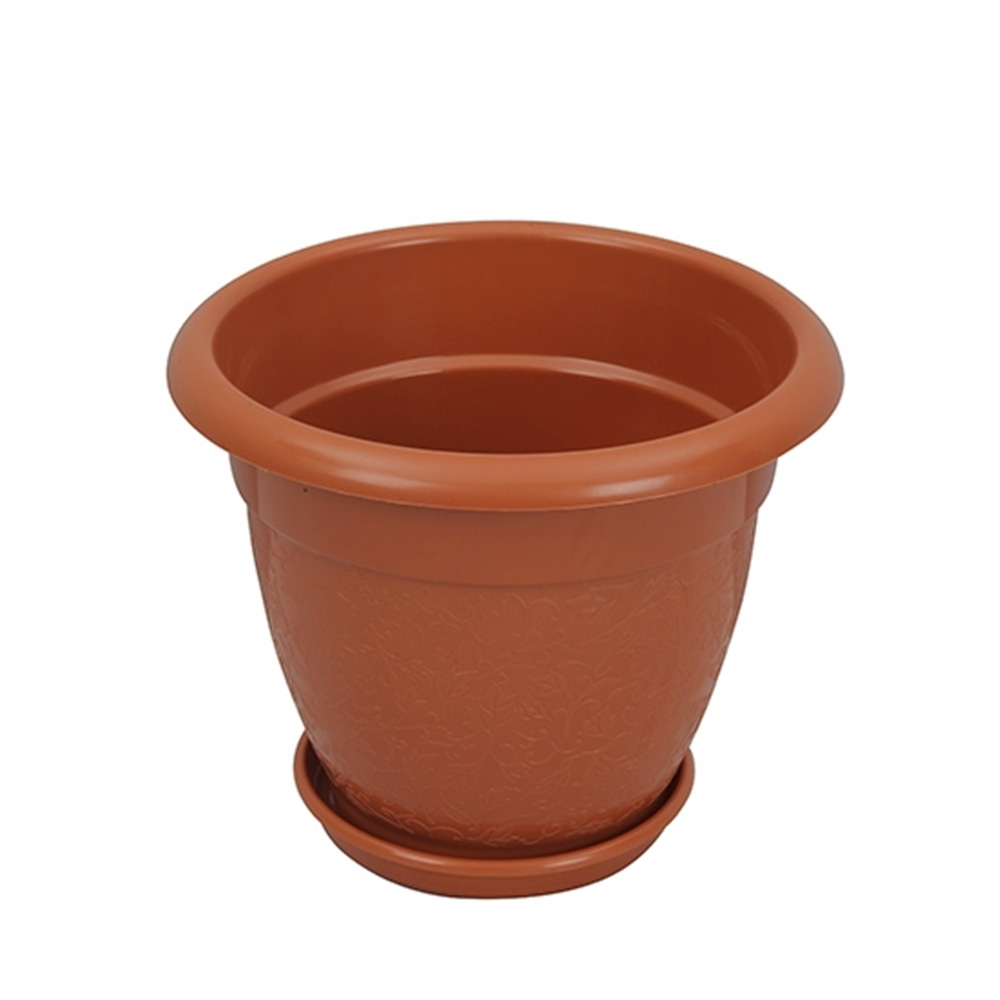 RFL TEL Modern Flower Tub With Tray (Brown) 6 inch