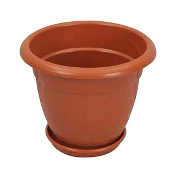RFL TEL Modern Flower Tub With Tray (Brown) 8 inch