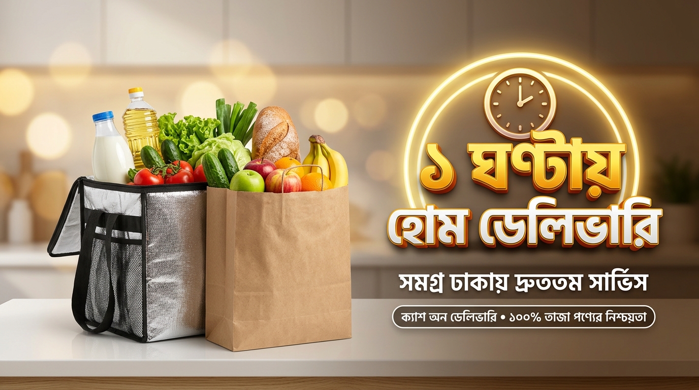 ১ ঘণ্টায় হোম ডেলিভারি • সমগ্র ঢাকায় দ্রুততম সার্ভিস - ক্যাশ অন ডেলিভারি